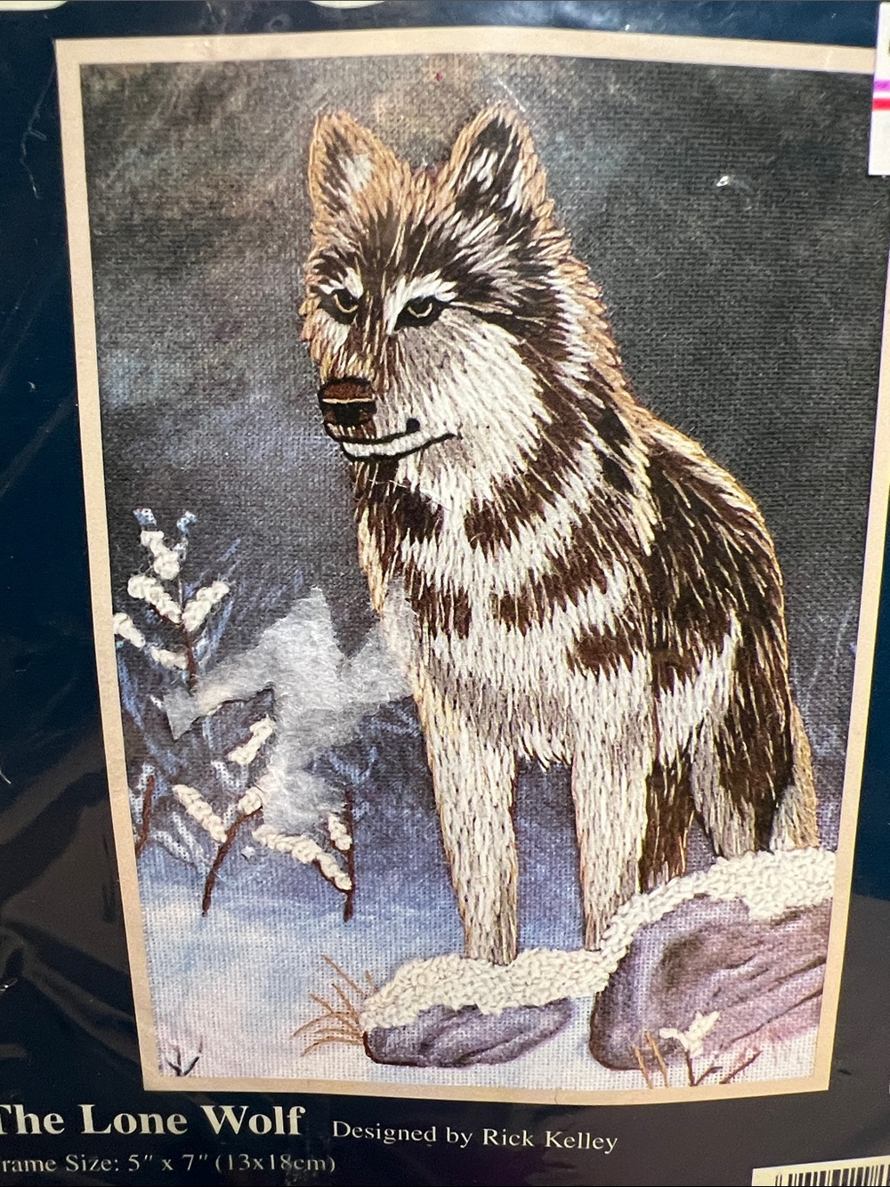 Vintage The Lone Wolf 5x7 embroidery kit NEW in package